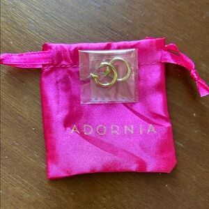 Gold Hoop Earrings with Pink Drawstring Pouch